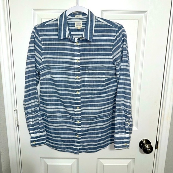 J Crew Womens Perfect Shirt Striped Button Down Shirt Size M - Picture 7 of 8